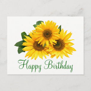 Floral Happy Birthday Sunflower Yellow Flowers Briefkaart