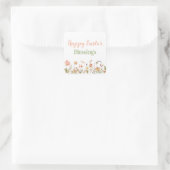 Floral Happy Easter Blessing Classy Custom Text Vierkante Sticker (Tas)