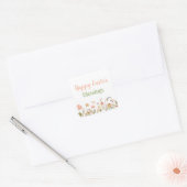Floral Happy Easter Blessing Classy Custom Text Vierkante Sticker (Envelop)