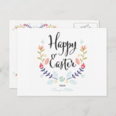 Floral Happy Easter Briefkaart (Voorkant / Achterkant)