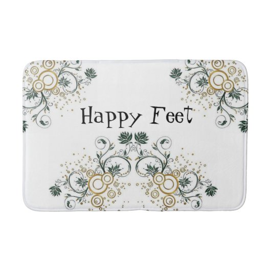 Floral Happy Feet Bathroom Bath Mat (Voorkant)