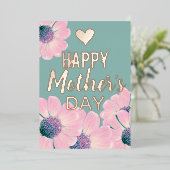 Floral Happy Moederdag Folie Feestdagenkaart (Staand Voorkant)