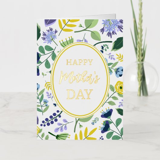 Floral Happy Moederdag Folie Wenskaart (Voorkant)