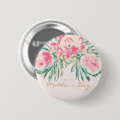 Floral Happy Moederdag Ronde Button 5,7 Cm (Voorkant /achterkant)