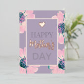 Floral Happy Mother's Day Foil Carte de vacances (Debout devant)