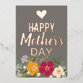 Floral Happy Mother's Day Foil Carte de vacances (Recto)