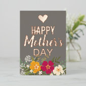 Floral Happy Mother's Day Foil Carte de vacances (Debout devant)