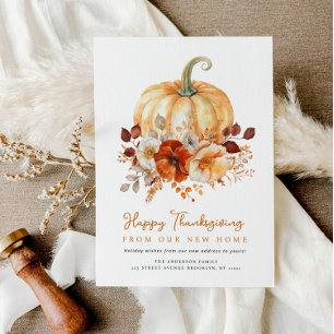 Floral Happy Thanksgiving bewegende aankondigingsk Feestdagenkaart