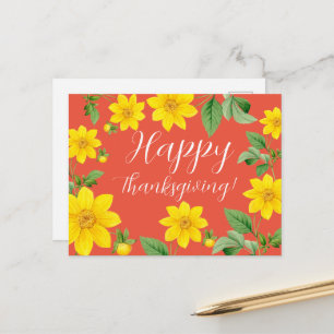 Floral Happy Thanksgiving Briefkaart