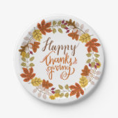 Floral Happy Thanksgiving-tablet Papieren Bordje (Voorkant)