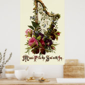  Floral Harp Music Poster (Keuken)