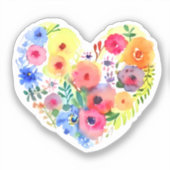 Floral hart krans pastel Waterverf Sticker (Voorkant)