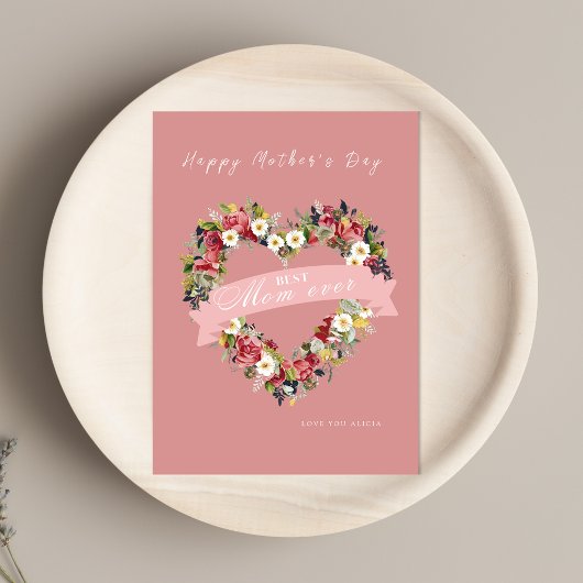 Floral hart Moederdag kaart