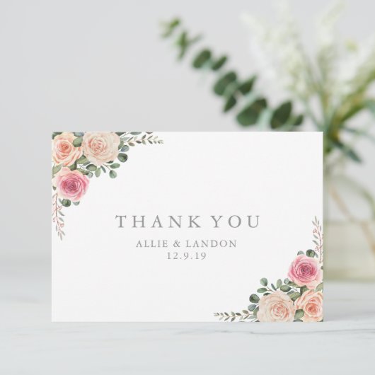 Floral Hartelijk dank Bedankkaart (Staand voorkant)