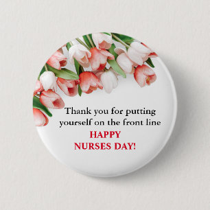 Floral Hartelijk dank & Happy Nurses Day Button