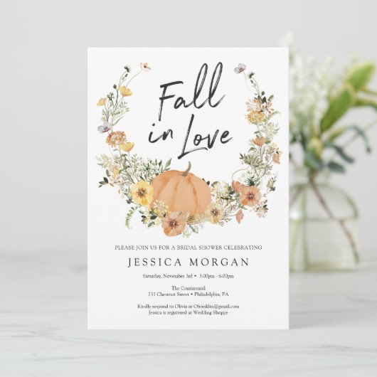 Floral Harvest Pumpkin Herfst in Love Vrijgezellen Kaart (Staand voorkant)