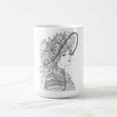 Floral Hat Lady Fine Art Ceramic Mug (Centre)