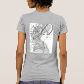 Floral Hat Lady Ink Art T-Shirt (Dos)