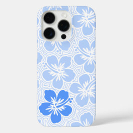 Floral Hawaiian Hibiscus Pinstripe Sky Blue iPhone 16 Pro Hoesje