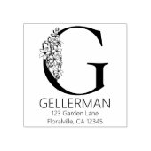 Floral Head Letter - G - Return Address Monogram Rubberstempel (Afrduk)