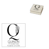 Floral Head Letter - Q - Retouradres Monogram Rubberstempel (Gestempeld)