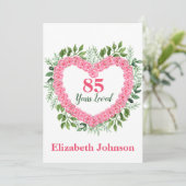Floral Heart 85e carte d'anniversaire pour femmes (Debout devant)