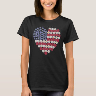 Floral Heart Amerikaanse Vlag Patriottisch 4th of T-shirt