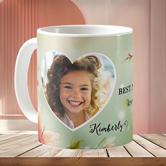 Floral Heart Best Mom Ever Photo Mug