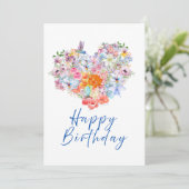 Floral Heart Bonne Carte Plat Anniversaire (Debout devant)