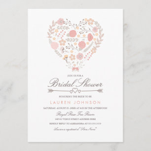 Floral Heart Bridal Shower Kaart