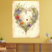 Floral Heart Canvas Afdruk (Insitu (Woonkamer))
