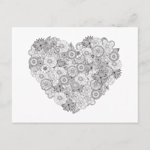 Floral Heart Doodle Briefkaart