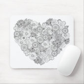 Floral Heart Doodle Muismat (Met muis)