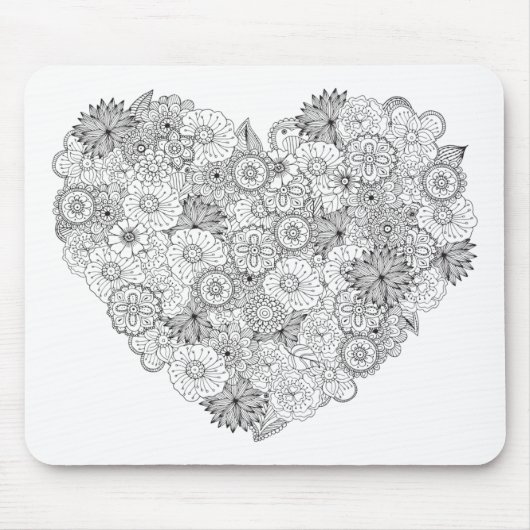 Floral Heart Doodle Muismat (Voorkant)