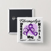 Floral Heart - Fibromyalgie Bewustmakingsmaand Vierkante Button 5,1 Cm (Voorkant /achterkant)