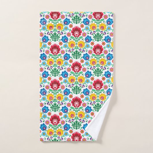 Floral Heart Folk Art Pattern Bad Handdoek (Handdoek)