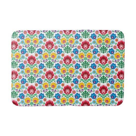 Floral Heart Folk Art Pattern Badmat (Voorkant)