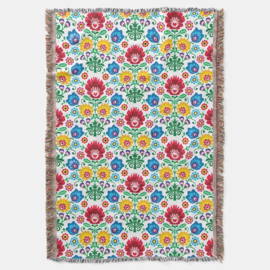 Floral Heart Folk Art Pattern Deken (Voorkant Verticaal)