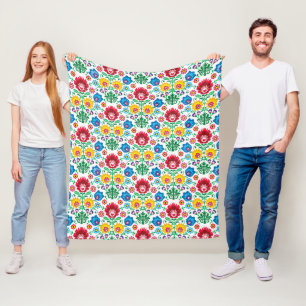 Floral Heart Folk Art Pattern Fleece Deken
