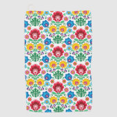 Floral Heart Folk Art Pattern Golfhanddoek (Voorkant)