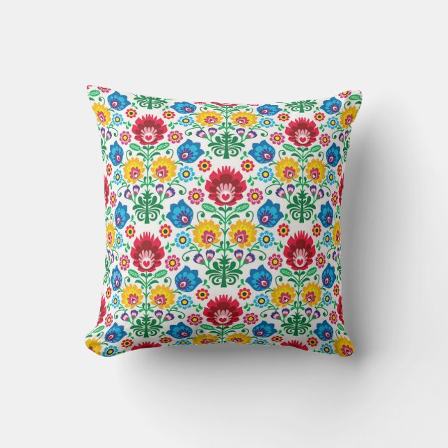 Floral Heart Folk Art Pattern Kussen (Voorkant)