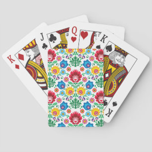 Floral Heart Folk Art Pattern Pokerkaarten
