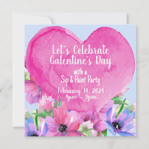 Floral Heart Galentine's Party Invitation