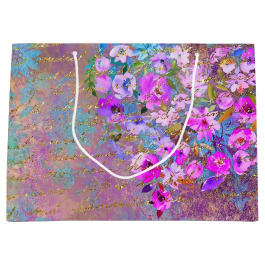 Floral Heart Gold  handschrift Groot Cadeauzakje (Voorkant)