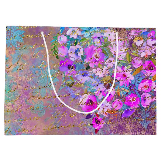 Floral Heart Gold  handschrift Groot Cadeauzakje (Achterkant)