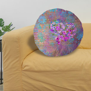 Floral Heart Gold  handschrift Rond Kussen