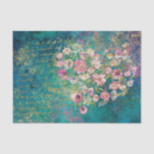 Floral Heart Gold Romantic Handwriting Decoupage Tissuepapier (Voorkant)