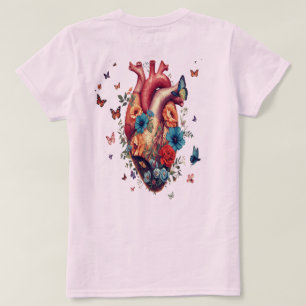 Floral Heart Graphic T-shirt artistieke bloei