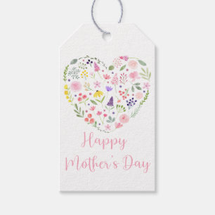 Floral Heart Happy Moederdag Gift Labels Cadeaulabel