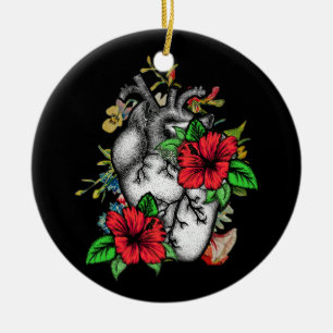 Floral Heart Human Anatomy Cornflower Moederdag Keramisch Ornament
